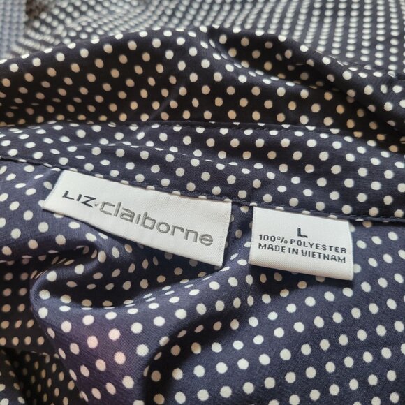 Liz Claiborne Polka Dot Button-Up Shirt Womens L 100% Polyester - Picture 5 of 5